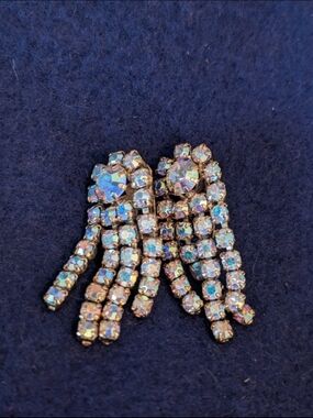 Vintage Sherman Aurora Borealis Crystal Dangle Earrings